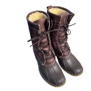 L.L. Bean 10" Shearling Lined Duck Boots Waterproof Thinsulate Lace Up Sz 7